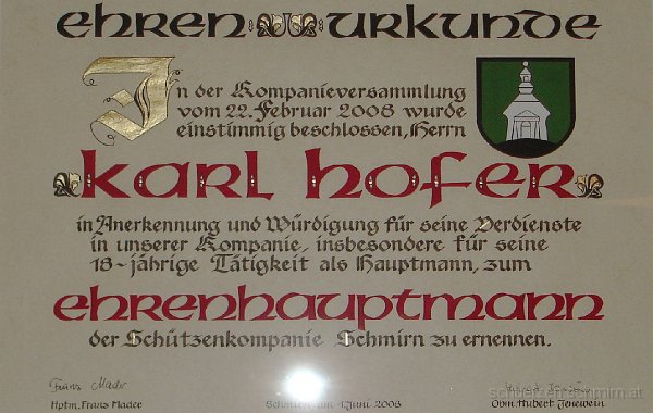 2008-06-01_DSC06869-UrkundeEhrenhauptmannHoferKarl_1.jpg - 1.6.2008 - Urkunde Ehrenhauptmann Karl Hofer.